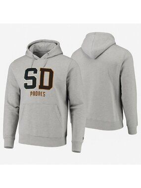 San Diego Padres Mens Medium Gray Hoodie New Era Pullover SD Logo MLB Sweatshirt